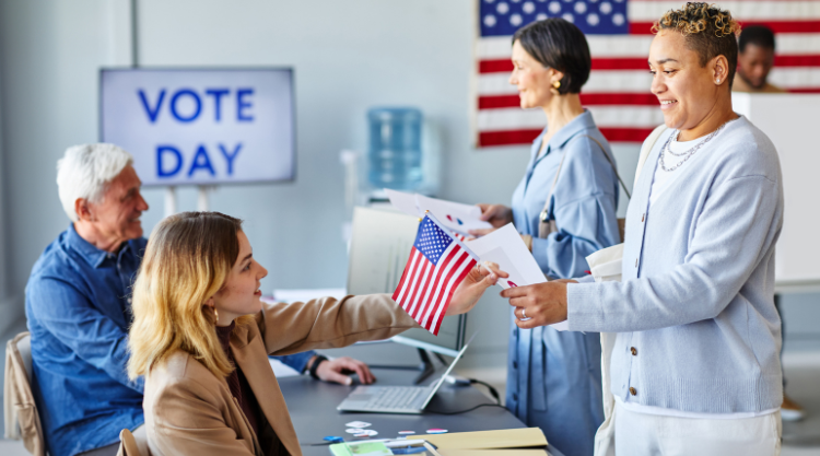 Excited citizen cast their ballots in the US presidential race