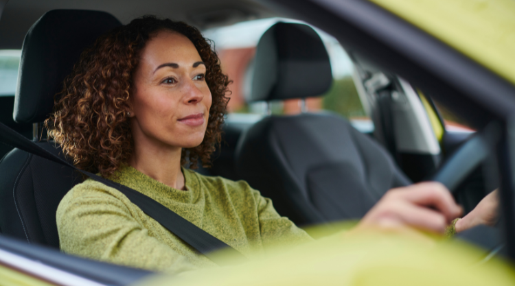A happy female driver