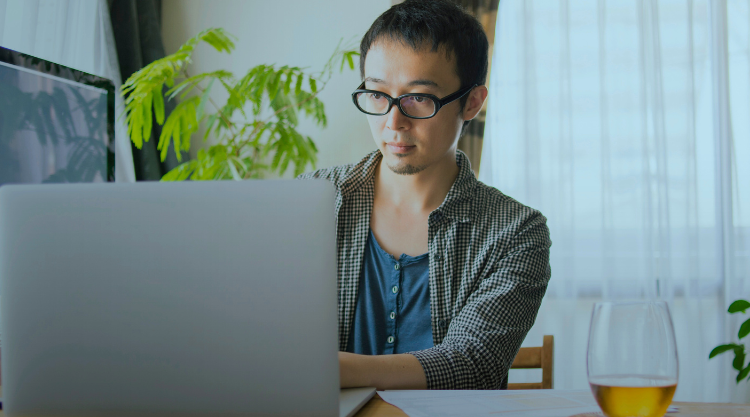 Man working from home on laptop